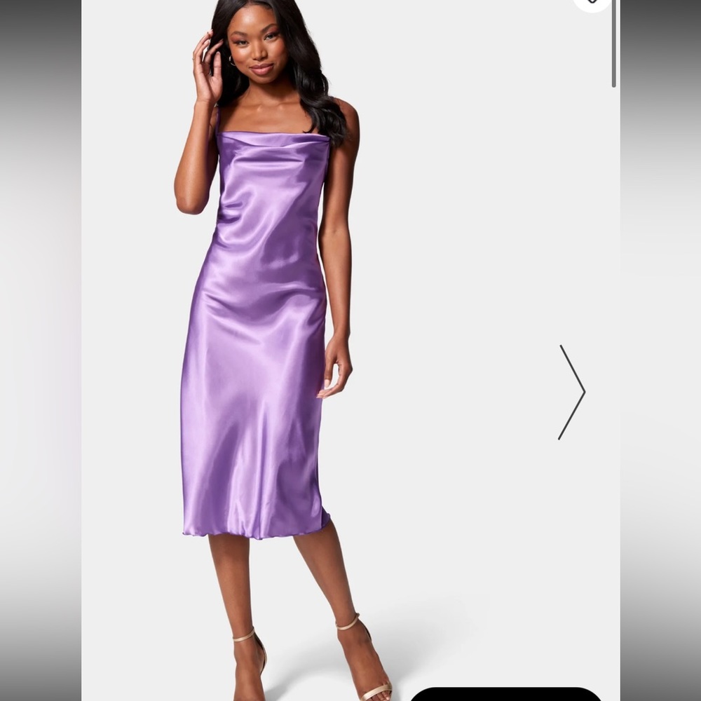 Bebe SATIN COWL NECK SLIP MIDI DRESS